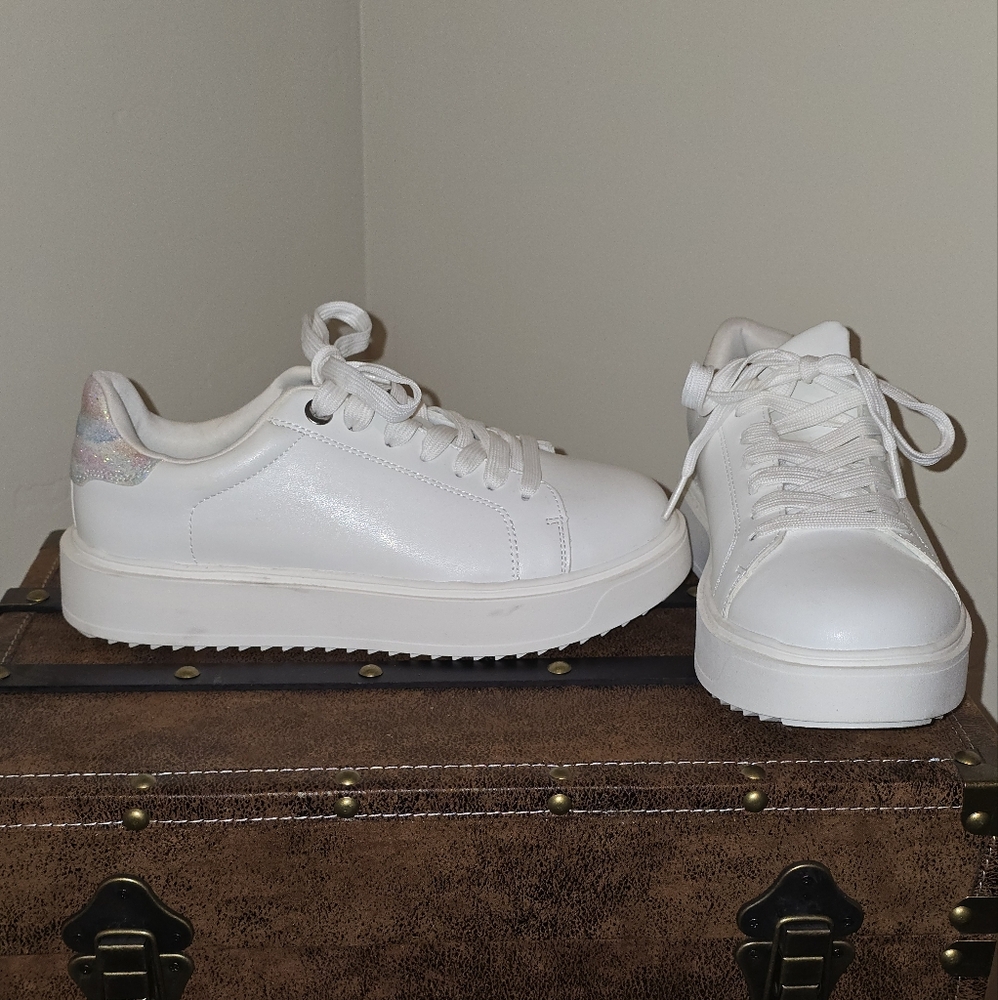 Torrid White Sneakers with Iridescent Detail